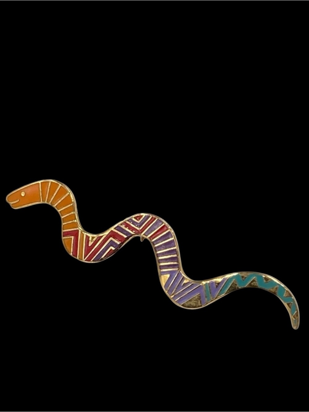Colorful Vintage Laurel Burch Enamel Snake Brooch